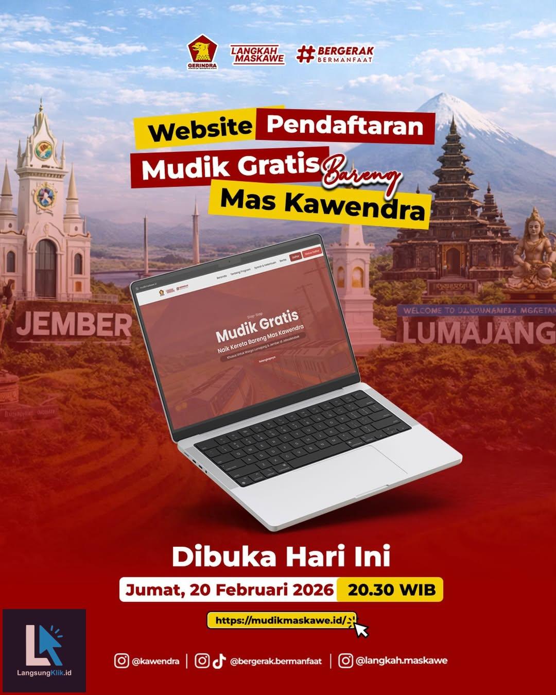 Mudik Gratis Bareng Mas Kawendra Resmi Dibuka, Kuota Terbatas