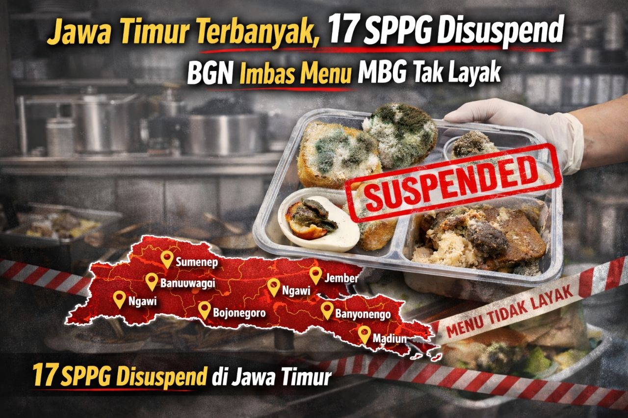 Jawa Timur Terbanyak, 17 SPPG Disuspend BGN Imbas Menu MBG Tak Layak